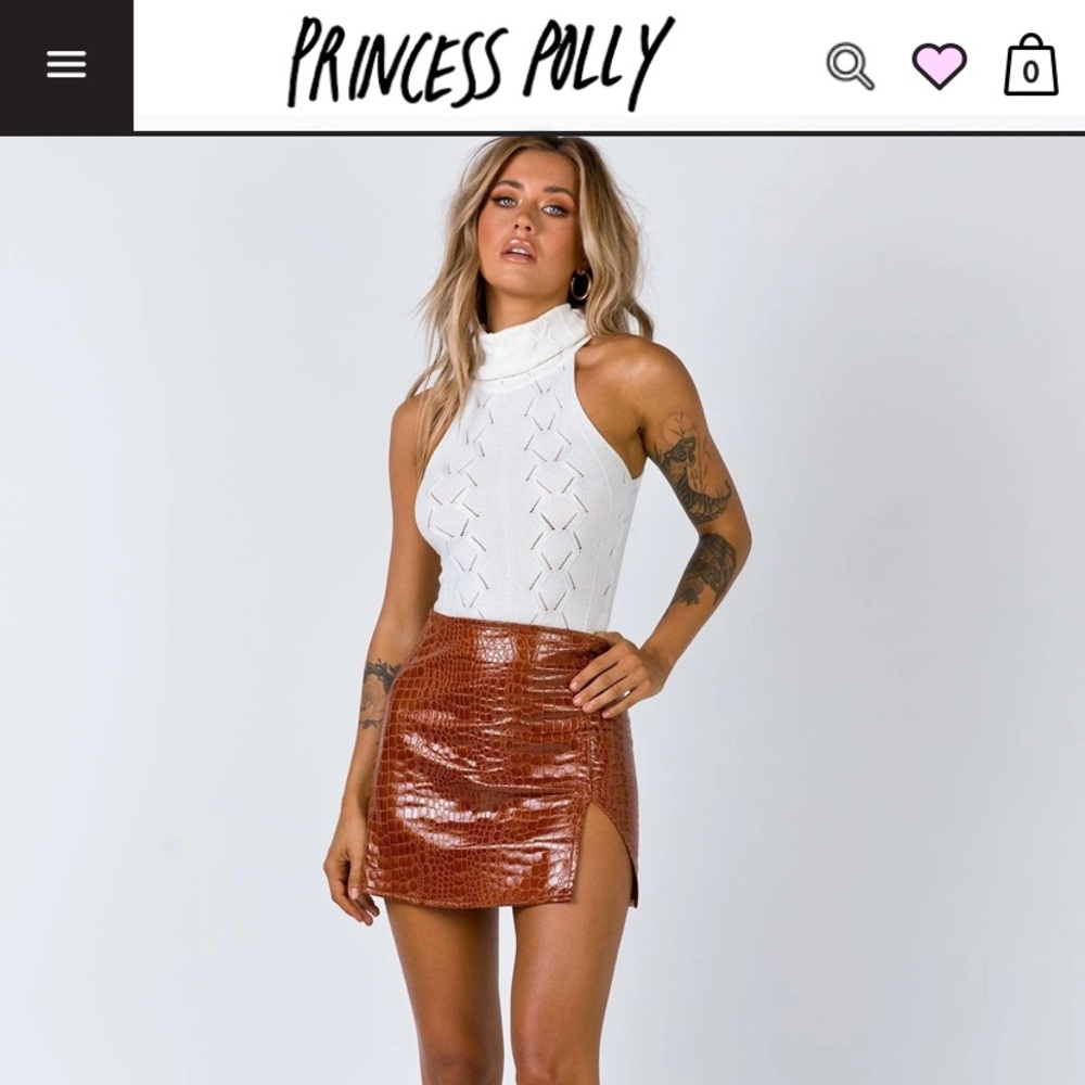Princess Polly Wren Mini Skirt Croc Brown